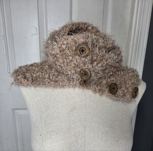 Cozy Blush Neck Scarf, Wooden Buttons. Super Soft